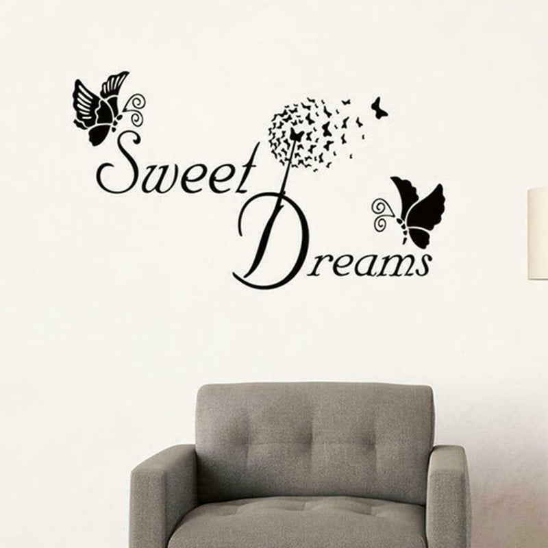 SWEET DREAMS Butterfly LOVE Quote Wall Stickers Bedroom DIY Decals 1 S6F7