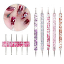 5Pcs Beauty DIY Marbleizing 2 Way Nail Art Manicure Tools Dotting Pen Painting