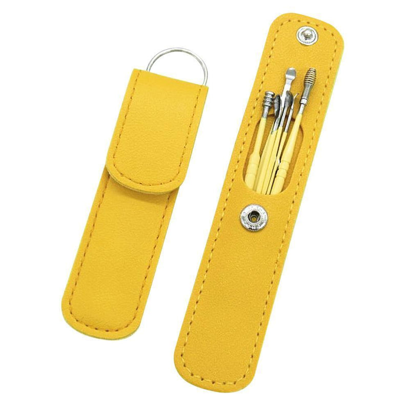6pcs Ear Wax Picker Kit Health Care Curette Earpick Household Tool (Yellow)