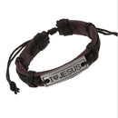 Alloy Wrap Leather Cuff Bangle Religious Bracelet Wristband "I Love JESUS"