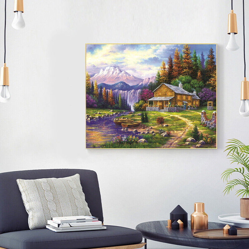 Paint By Numbers Lodge Between Mountains and Forests Painting Kit (B991)