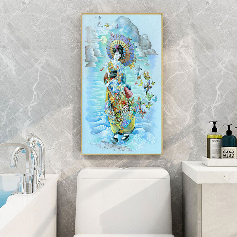 Japanese Girl Oil Paint By Numbers Kits DIY Handpainted on Canvas Wall Art