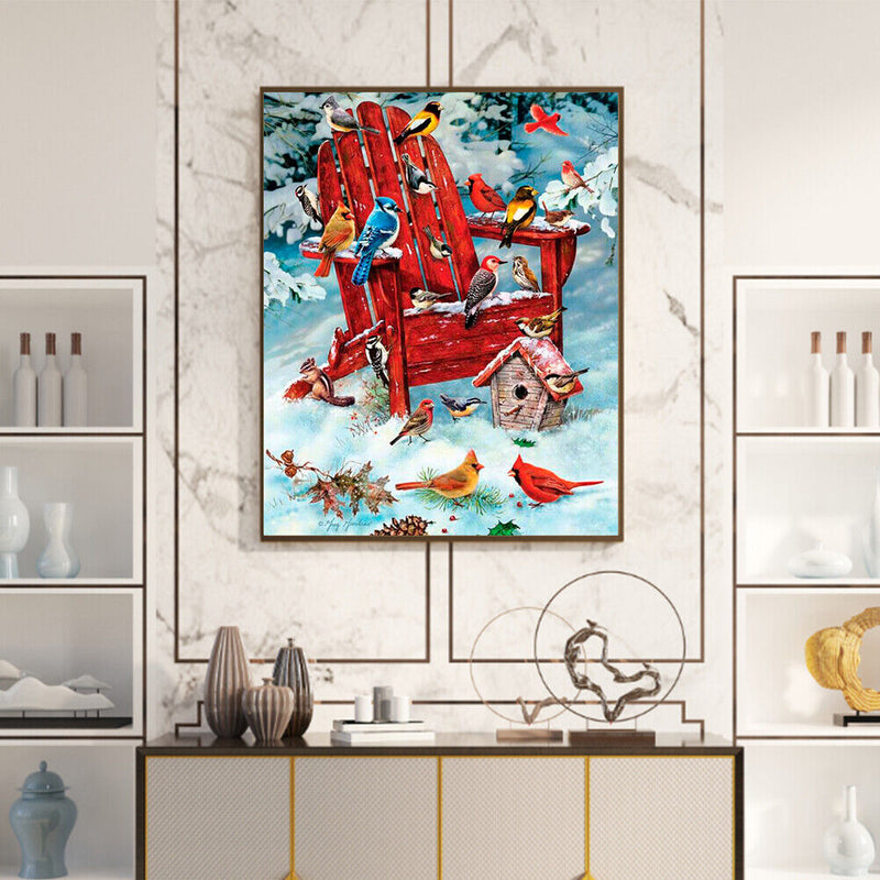 Birds in Snow Oil Paint By Numbers Kit DIY Frameless Drawing Picture for Adults
