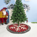 Christmas Tree Skirt Plaid Snowflake Pattern Xmas Tree Apron Round Door Carpet