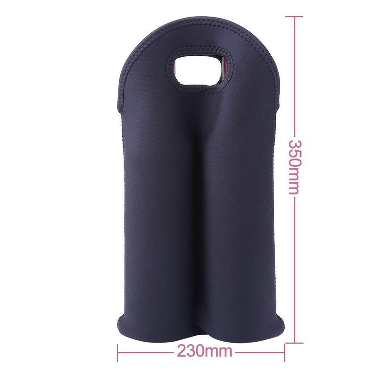2 Bottles Neoprene Cooler Wine-bottle Bag Protective Cover (Pink+Black)