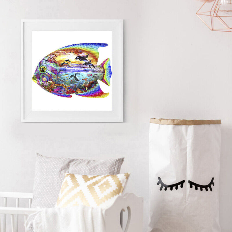 5D DIY Full Round Diamond Painting Color Fish Handmade Embroidery Kits for Gifts