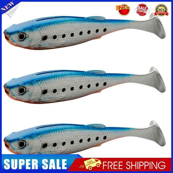 3pcs Soft Fish Bait Artificial T Tail Wobblers Minnow Fishing Lure (Style A