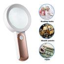 Handheld Optical Magnifying Glass Portable Glowing Magnifier Glasses for Reading