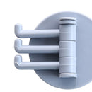 Bathroom Wall Hanging Rotatable 3 Hooks Adhesive Bracket Holder (Grey) Newly
