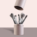 PU Waterproof Makeup Brush Storage Case Circular Pen Holder Box (Grey) Newly