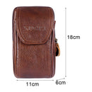 10pcs Men Cowhide Leather Phone Bag Solid Color Three-layer Holder