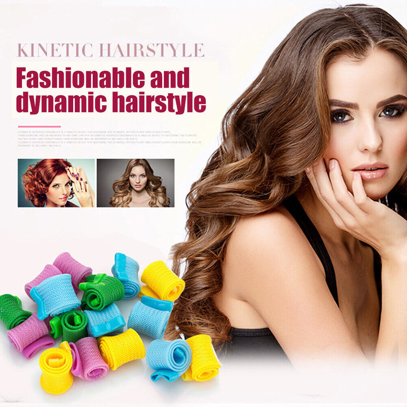 18pcs Hair Rollers Heatless Hair Wave Curling Net Spiral Curls Hairdresser Tools