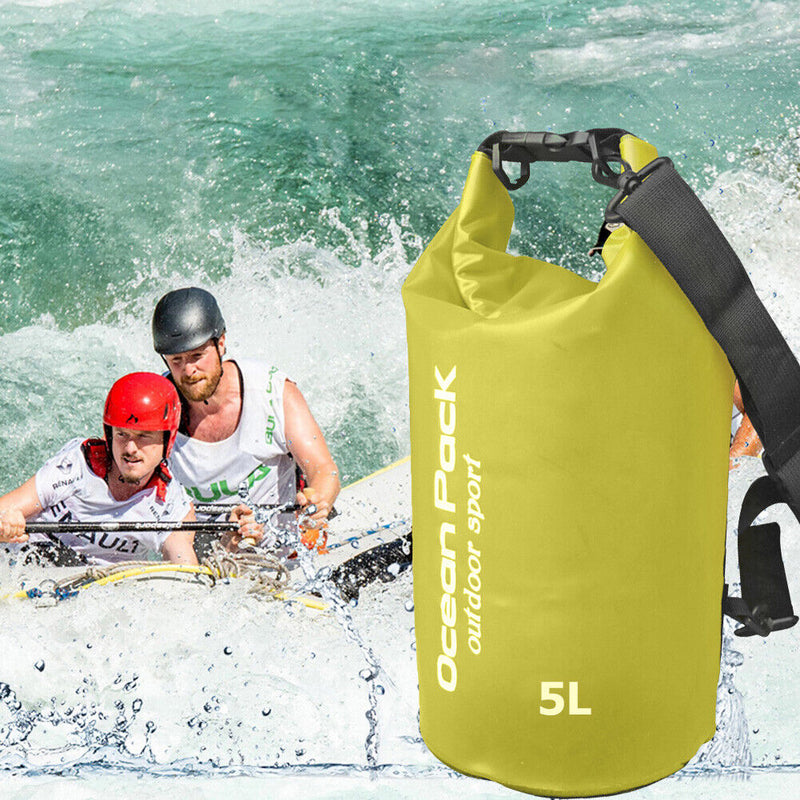 Waterproof Pouch Dry Sack for Drifting Swimming Trekking Bag (Yellow 5L)