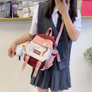Preppy Style Women Cartoon Contrast Color Knapsack Girls Cute Large Handbags