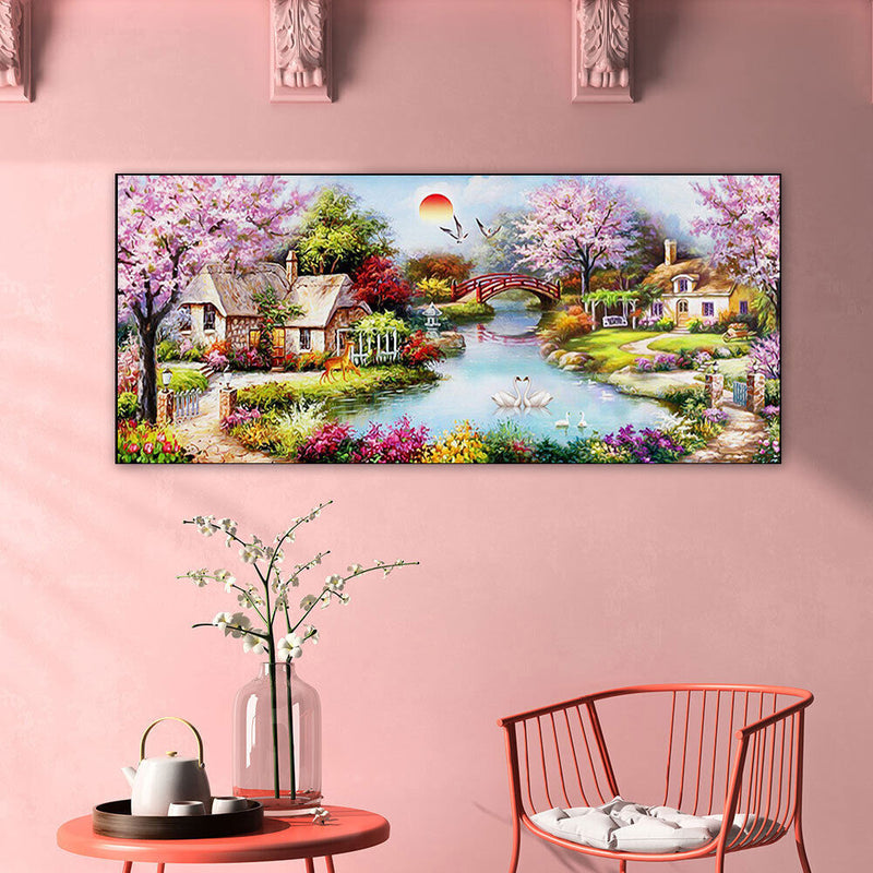 Hut by Lake Oil Paint By Numbers Kits Canvas Wall Art DIY Gift for Adults Child