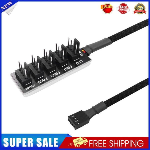 1 to 5 4-Pin PWM CPU Cooler Fan PC Case Cooling Fan Sleeved Power Cable Hub