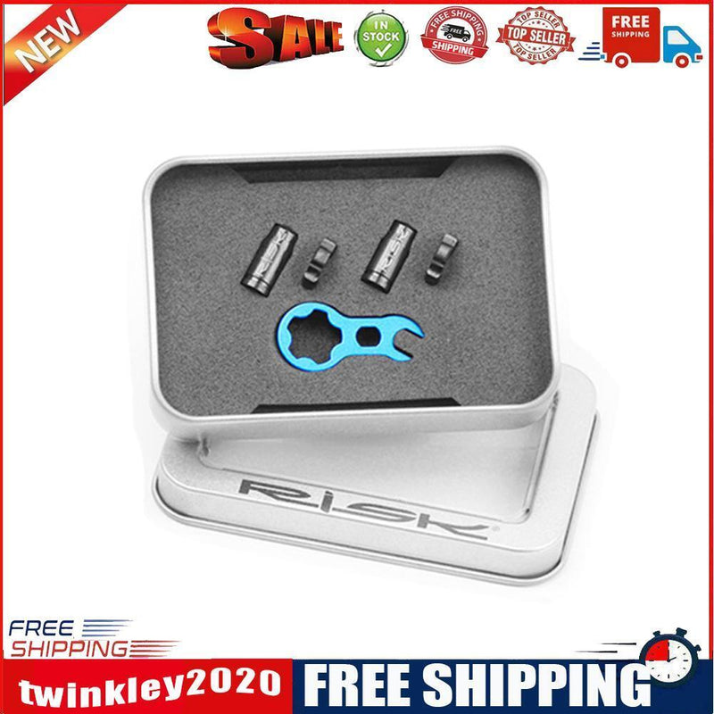 RISK MTB Road Bike Valve Cap Set Dustproof Tire Valve Cover (Black FV+Tool)