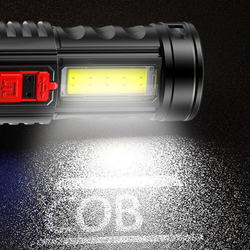 Ultra Bright Flashlight 6LED Powerful COB Side Lamp Rechargeable Torch Lights