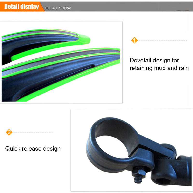 2pcs MTB Bike Mudguard Wings Set Cycling Bicycle Front Rear Fenders (Green)
