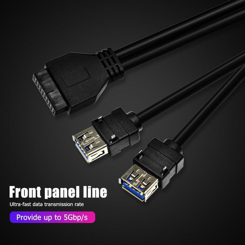 PC Case 20Pin to 2 USB 3.0 Front Panel Cable Adapter with Fixed Foot (30cm)