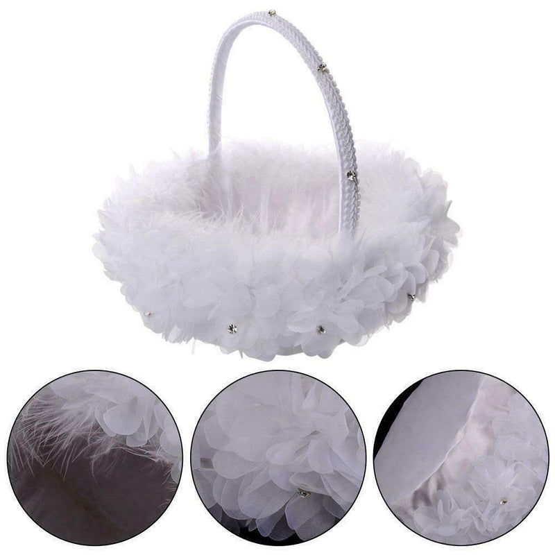 Flower Girl Baskets The Fabric Lace Decoration Cute Flower Handle Basket Q9J4