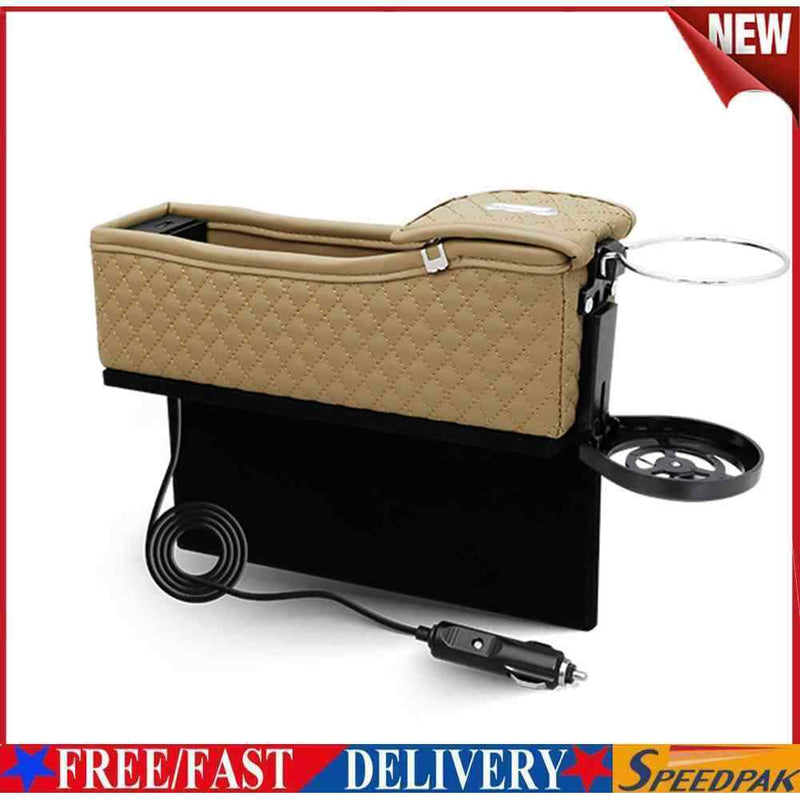 Universal Vehicle Car Seat Crevice Organizer Dual USB Phone Holder Charger