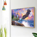 Cross Stitch Full Embroidery Eagle Lighthouse 11CT Stamped Needlework Art Set
