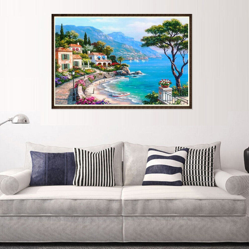 5D Full Drill Diamond Seaside Painting Embroidery DIY Cross Stitch Decor