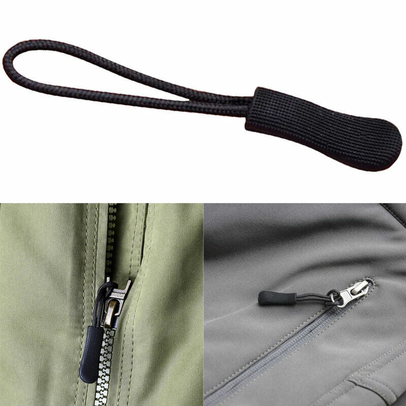 1pcs Schwarz Reißverschlußanhänger Puller Kabel Reißverschlusszipper, E9S6 A6F5