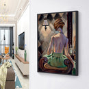 Hand Painted Oil Paint By Numbers Girl Dressing Back Digital Drawing Canvas Art