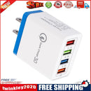 4 USB Travel 3A Fast Charging Charger US Plug Adapter (Dark Blue) 5PCS