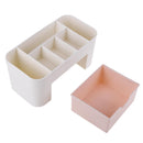 Desktop 6 Grid Makeup Organizer Storage Cosmetic Case with Drawer(Pink)