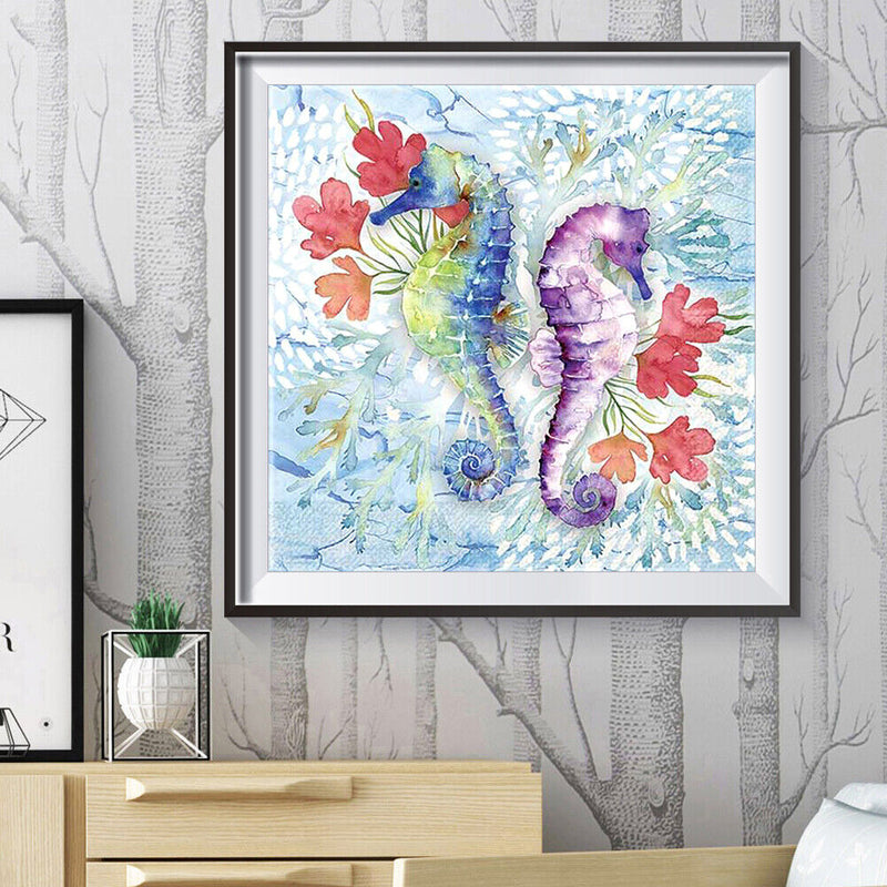 5D DIY Seahorse Full Round Drill Diamond Painting Kit Mosaic Craft (E797) Newly