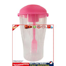 Portable Cup with Fork - Low-cal Food Container for Cereal Oatmeal (Pink) Newly