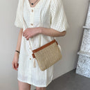 Woven Straw Messenger Bag Beach Women Travel Shoulder Rope Handbag (Khaki)