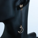 Korean Long Fashion Drop Dangle Earrings Star Moon Stud Earring Asymmetrical