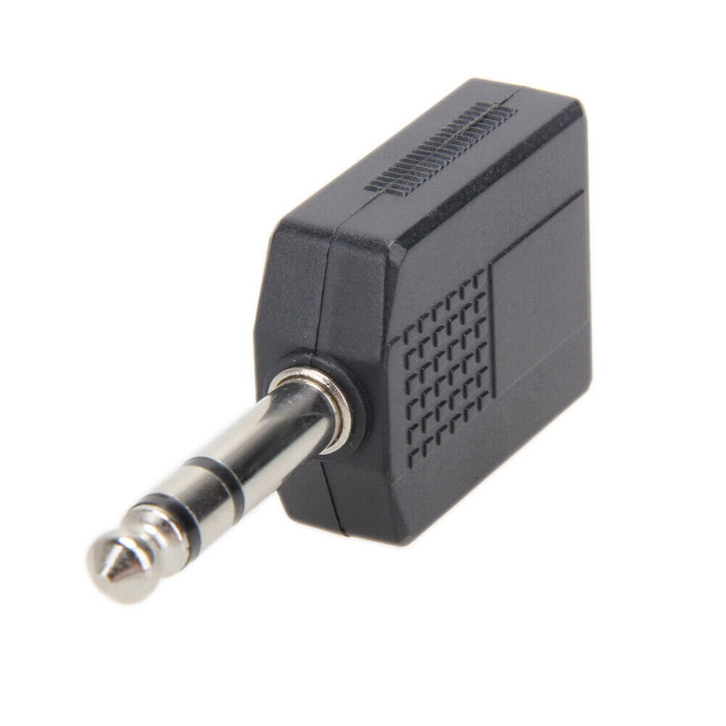 Stereo 6.35mm 1/4" 1 Male Plug to 2Mono Female Jack Audio Splitter Adapter Newly