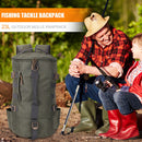 Large Fishing Tackle Backpack Cylindrical Fishing Gear Bags (Army Green) Newly