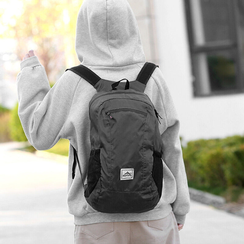 20L Large Waterproof Folding Climbing Backpack Bags Travel Rucksack (Black)