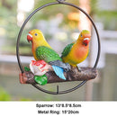 Hanging Decoration Birds Flower Branch Parrot Statue Perching On Metal Ring
