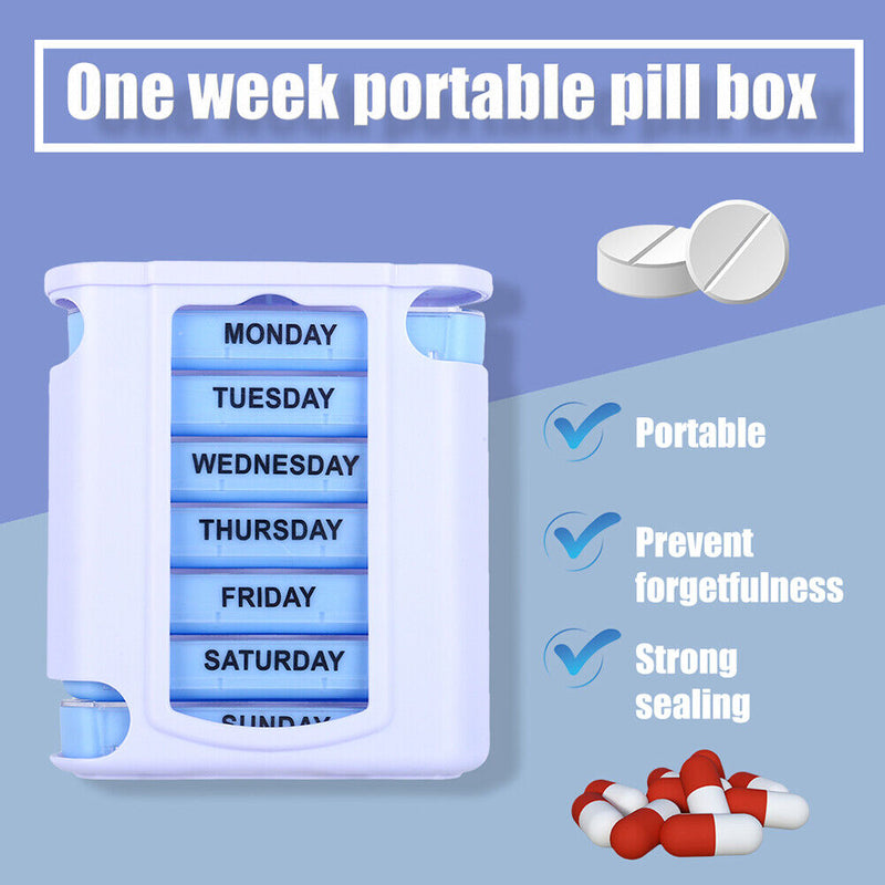 Weekly Pill Case Travel Strong Sealing Tablet Medicine Organizer Storage Bo