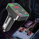 F2 Car Bluetooth 5.0 FM Transmitter LED Backlit Handsfree MP3 Player USB Charger