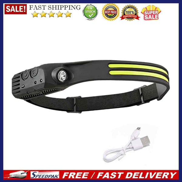 COB LED Headlamp Sensor Headlight Flashlight USB Outdoor Camping Head Lamp