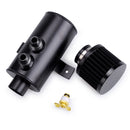Engine Oil Tank 2-Port Baffled Reservoir Oil Catch Can Kit with Breather Filter