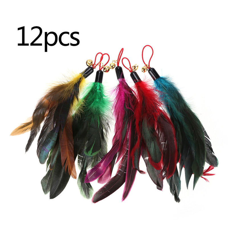 5pcs Cat Teasing Feather Wall Bell Round Pets Kitten Teaser Replacement Toys