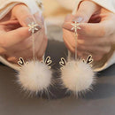 Fashion Antler Hair Ball Ear Hook Charm Simple Earrings Xmas Women Jewelry Gift`