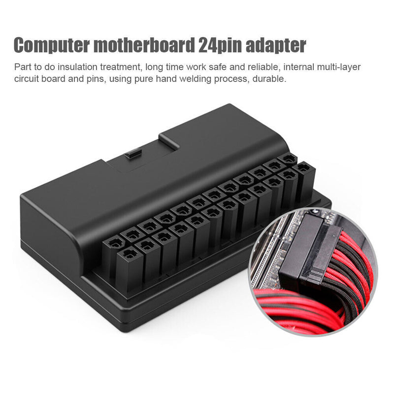 90 Degree Angled Converter Motherboard ATX Power Supply 24Pin Connector Adapter