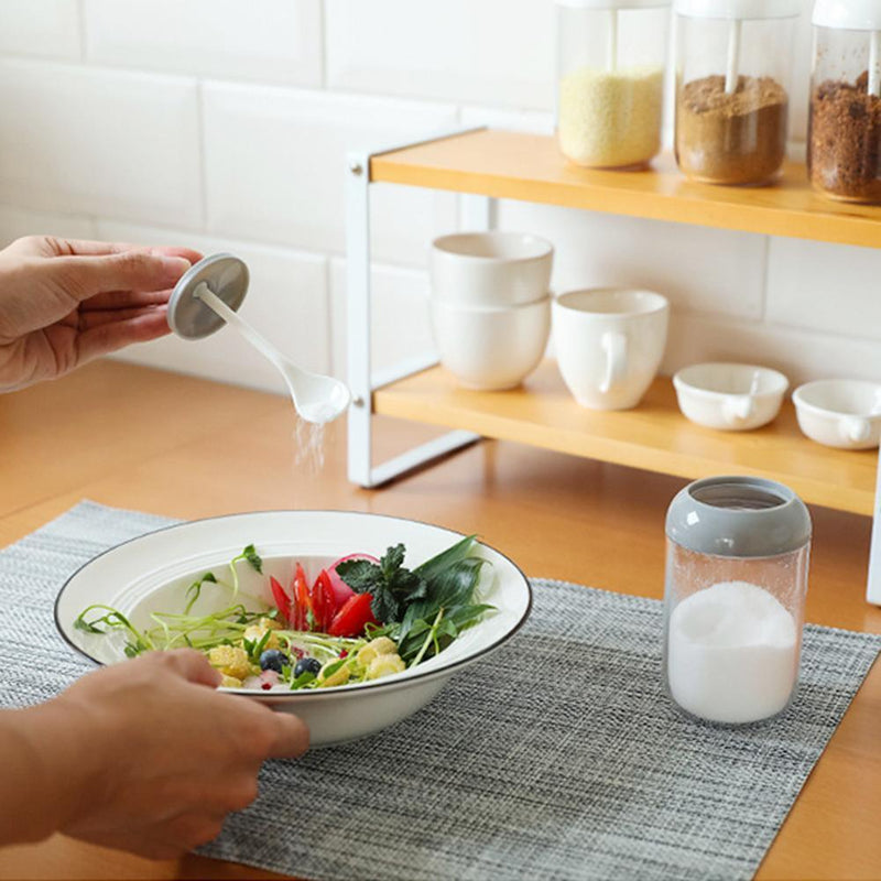 Plastic Spice Salt Pepper Seasoning Bottle Condiment Jar Kitchen Tools w/Spoon