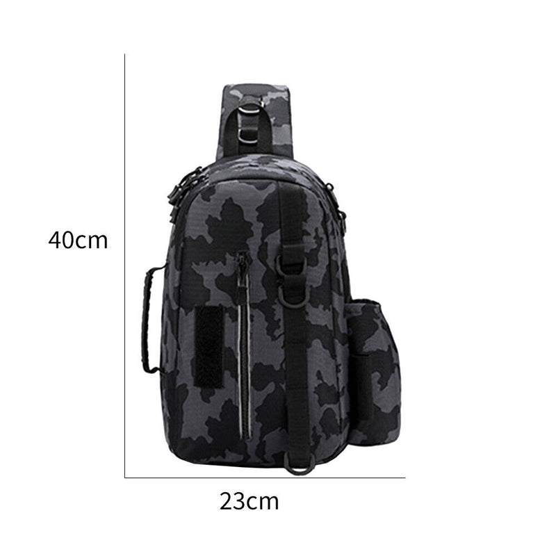 Waterproof Bag Outdoor Shoulder Fishing Tackle Backpack (Grey Camouflage)