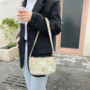 Retro Women Floral Letters Printed Underarm Bag Casual Small Purse Shoulder Bags